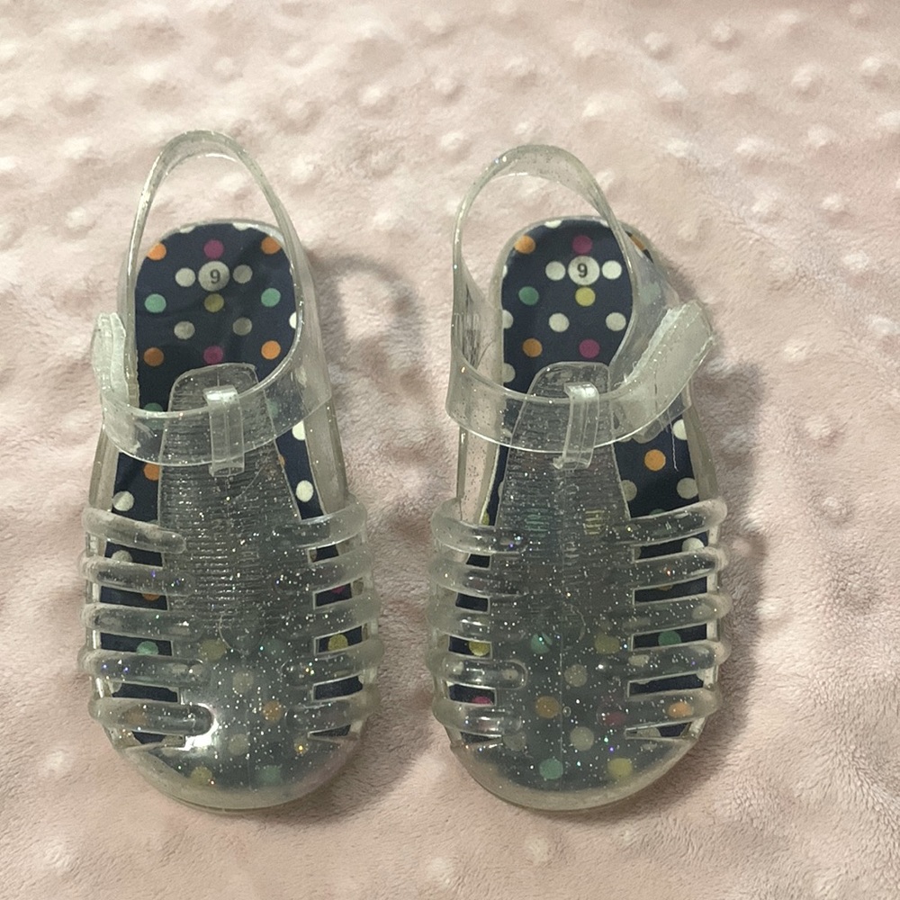 Toddler girl clear/sparkle jelly sandals size 6